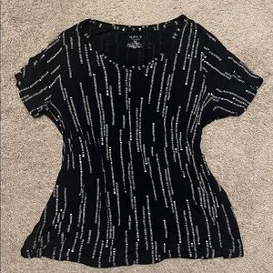 Apt. 9 Black and White Patterned Blouse